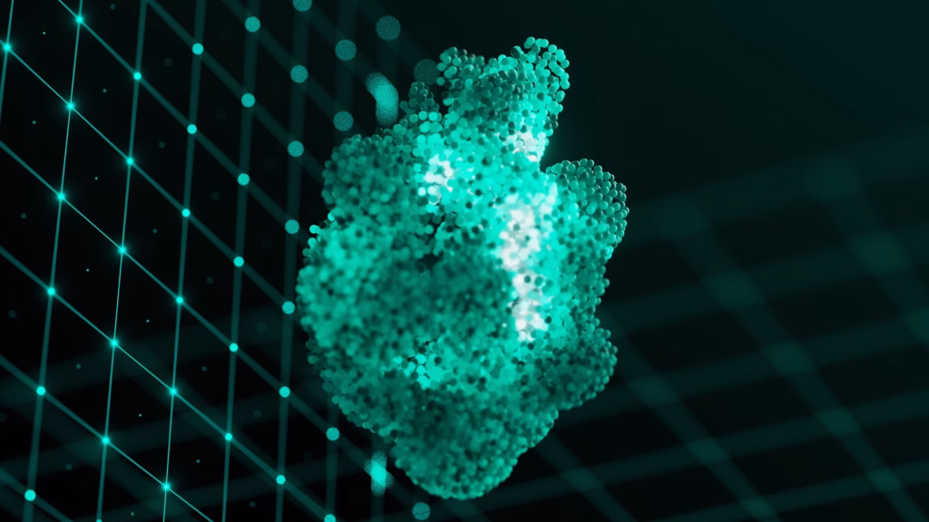 Abstract glowing molecular structure visualization