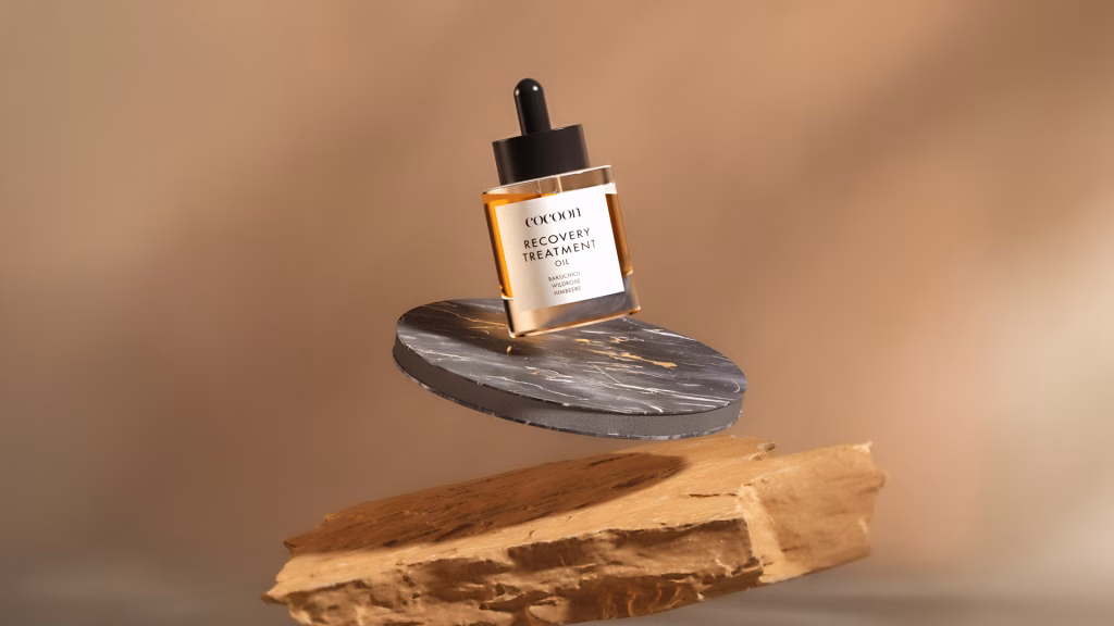 Floating serum bottle on display